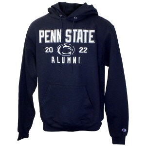 navy long sleeve hooded sweatshirt Penn State 2022 Alumni with Athletic Logo